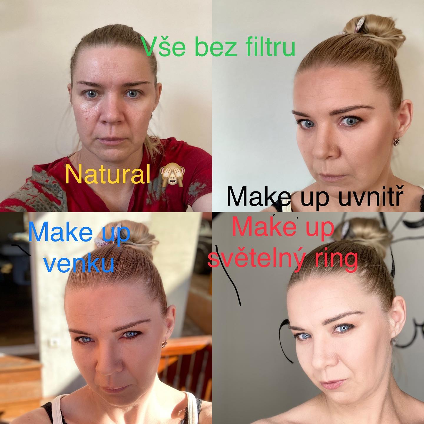 to jsem já... a reakce make-upu na různé světlo